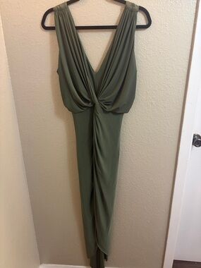 Misa Los Angeles Olive Draped Knot-Front Maxi Dress